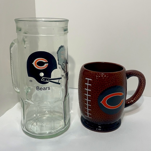 Vintage 1977 Chicago Bears Fisher Peanuts Promo Glass Mug & Bears Coffee Mug! - Picture 1 of 13
